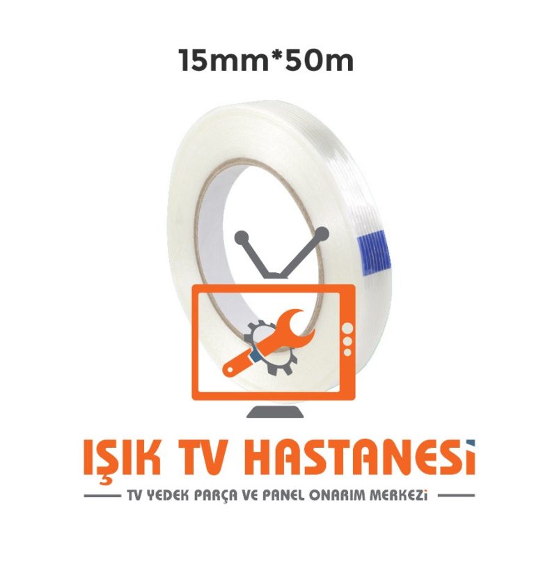 Şeffaf Çizgili Fiber Yüksek Viskozite Takviyeli Tek Taraflı Bant - 15mm / 50m
